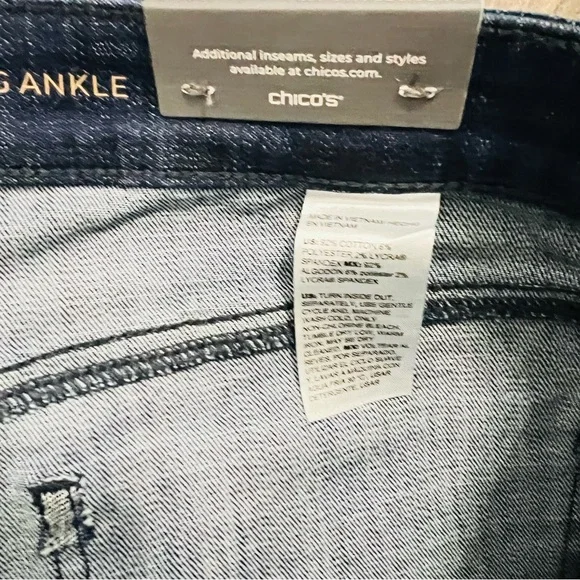 NWT Chicos Girlfriend Slim Ankle Jeans Dark Muted Blue Chicos Sz (3P) U.S. 16P - Picture 6 of 7